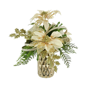 Plastic, Polysilk Poinsettia Arrangement