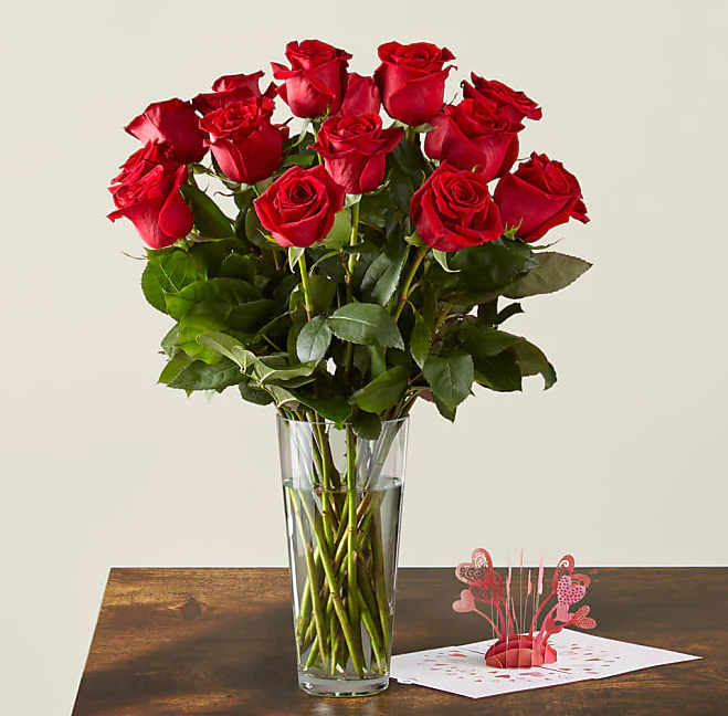 Long Stem Red Rose Bouquet & Lovepop® Pop-Up Card