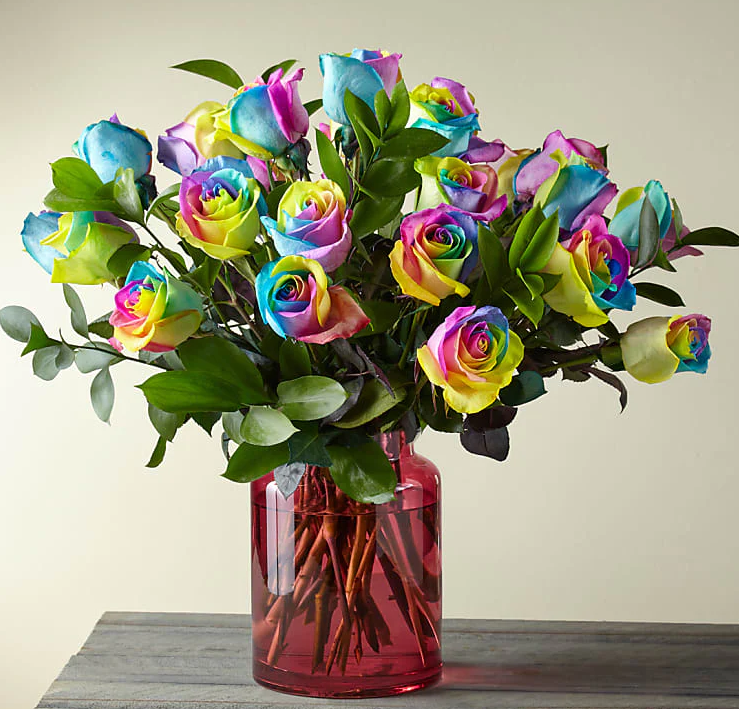 Two Dozen Rainbow Rose Bouquet