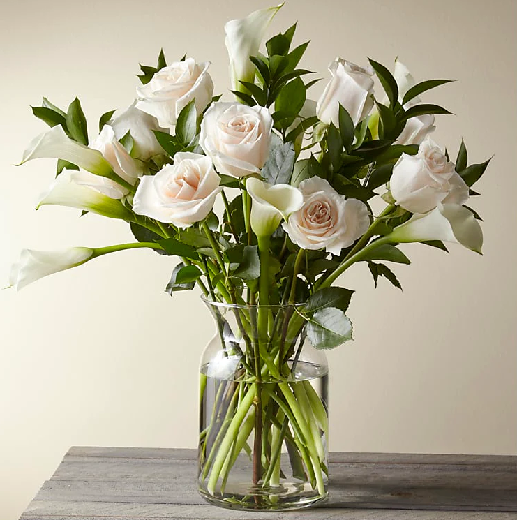 Vision in Ivory Rose and Calla Lily Bouquet