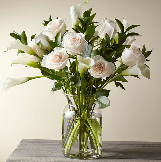 Vision in Ivory Rose and Calla Lily Bouquet