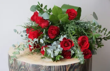 Hand-Tied Bouquet Of Red Roses